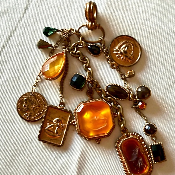 Coin Charm Bracelet, Pendant and Earrings Mixed Media, Jewels, Rhinestones - Picture 16 of 16